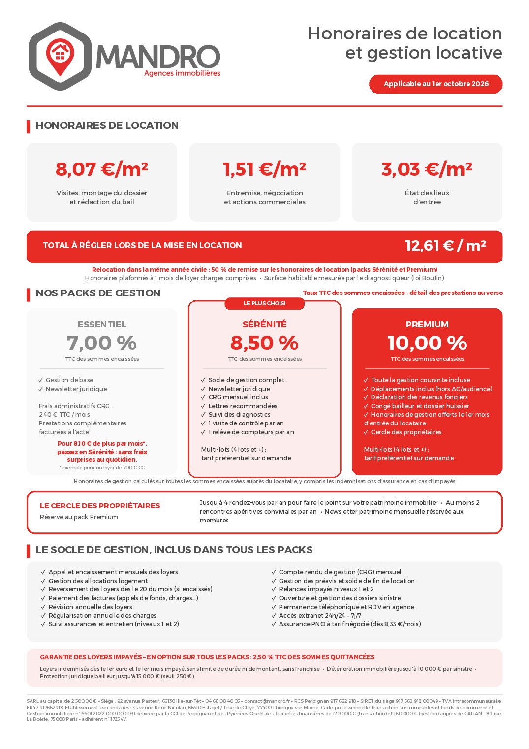 Honoraires de location et de gestion — page 1
