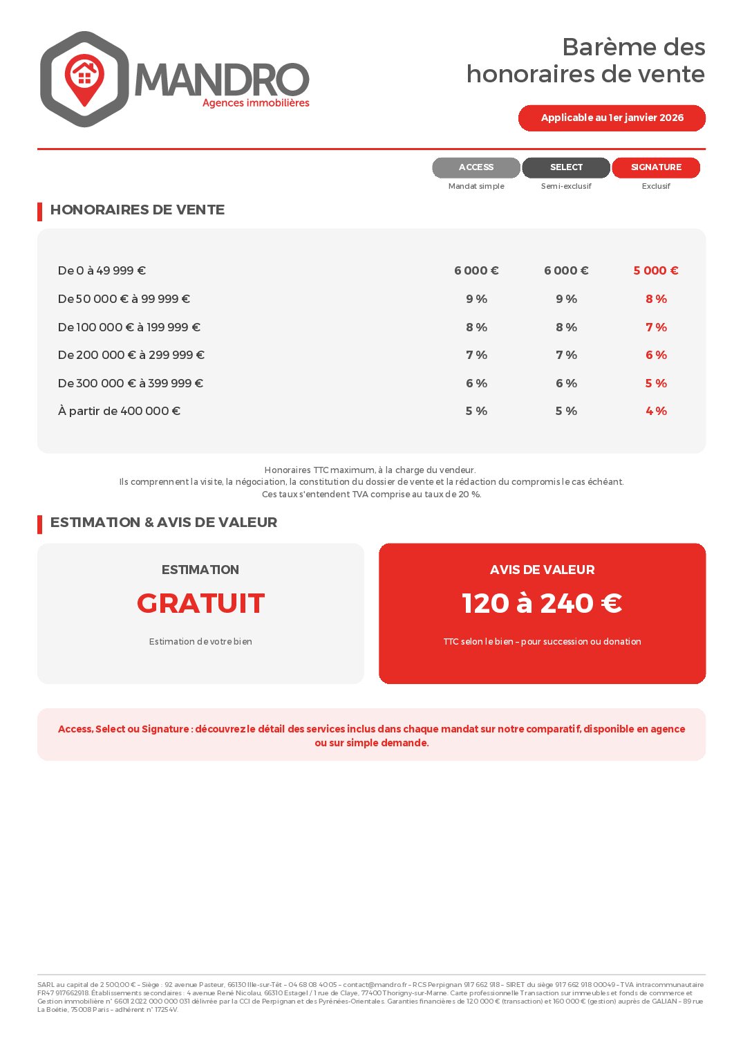 Honoraires de transaction — page 1